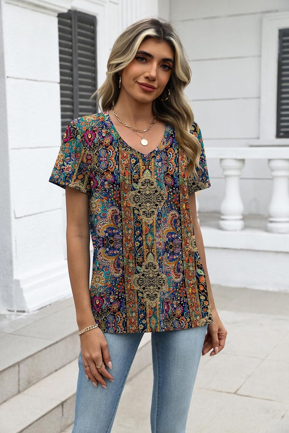 imageZeagoo Womens Tops Summer Casual Short Sleeve Tshirts Business Basic Spring VNeck Shirts Outfits S3XLZzmz721