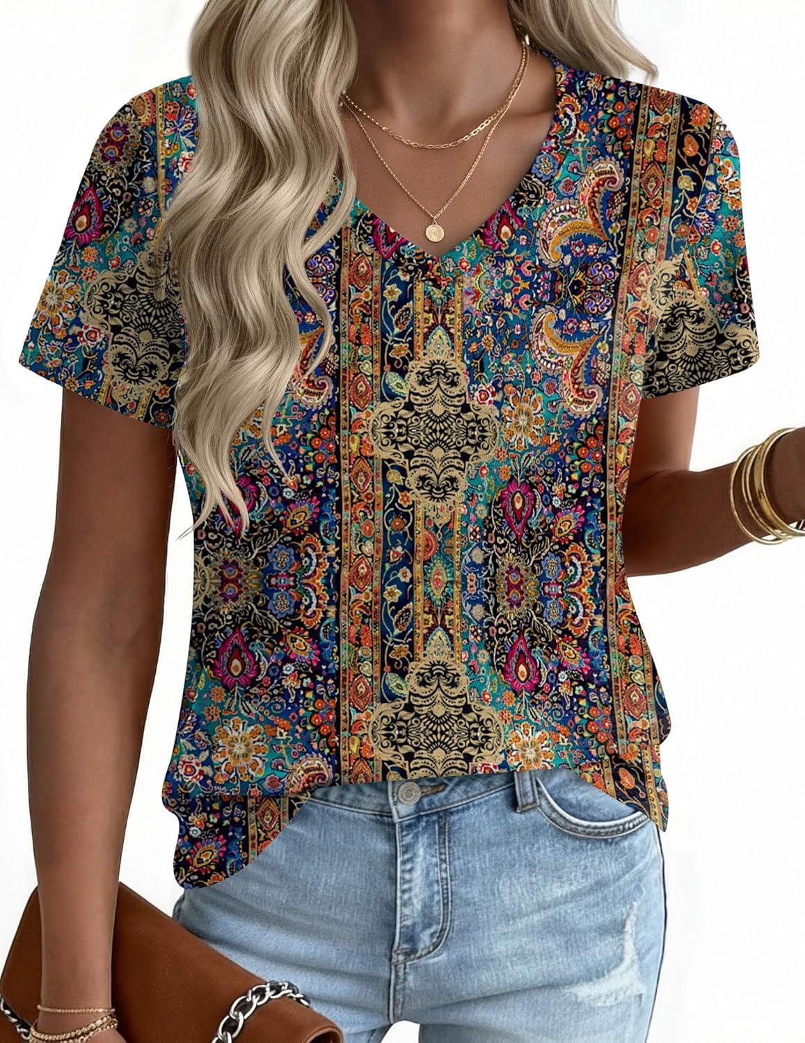 imageZeagoo Womens Tops Summer Casual Short Sleeve Tshirts Business Basic Spring VNeck Shirts Outfits S3XLZzmz721