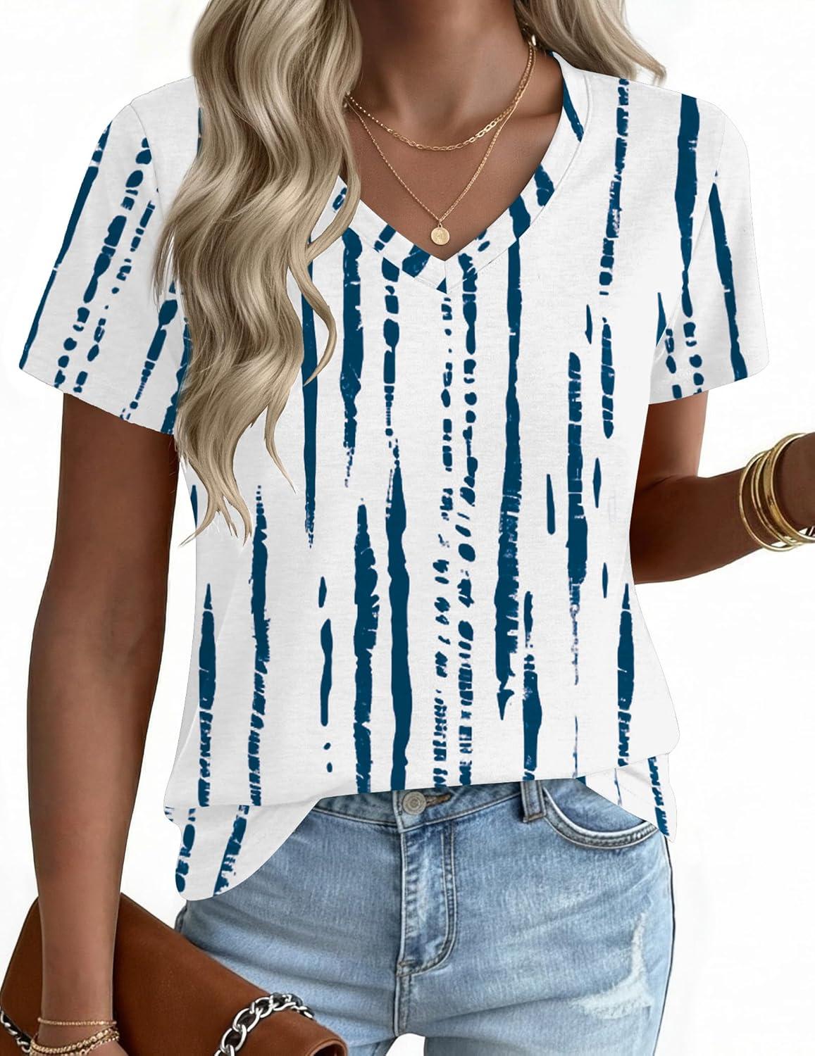imageZeagoo Womens Tops Summer Casual Short Sleeve Tshirts Business Basic Spring VNeck Shirts Outfits S3XLZzzr229