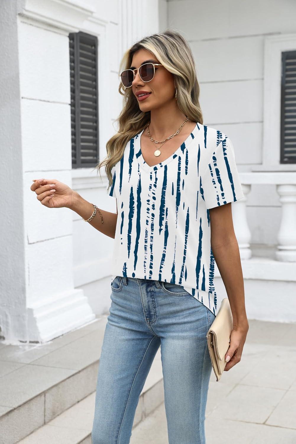 imageZeagoo Womens Tops Summer Casual Short Sleeve Tshirts Business Basic Spring VNeck Shirts Outfits S3XLZzzr229