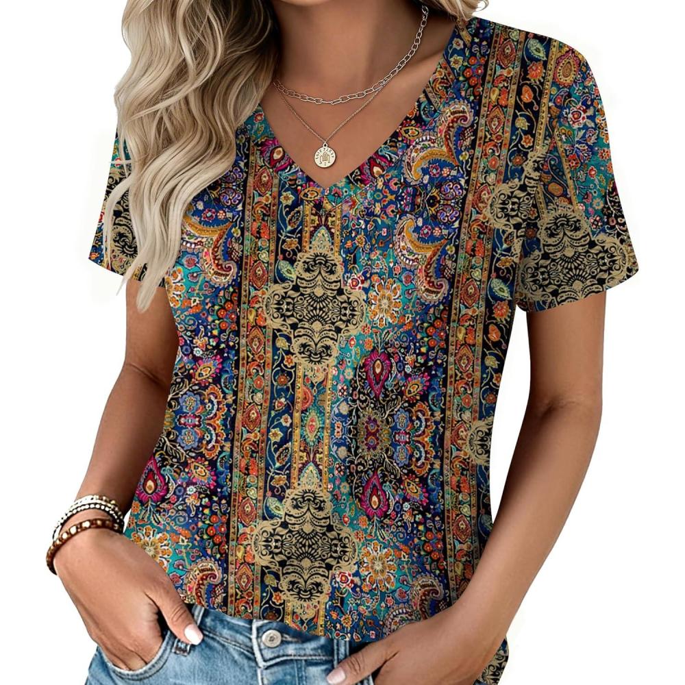 imageZeagoo Womens Tops Summer Casual Short Sleeve Tshirts Business Basic Spring VNeck Shirts Outfits S3XLZzmz721