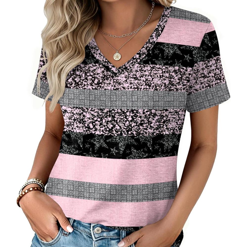 imageZeagoo Womens Tops Summer Casual Short Sleeve Tshirts Business Basic Spring VNeck Shirts Outfits S3XLZztz245