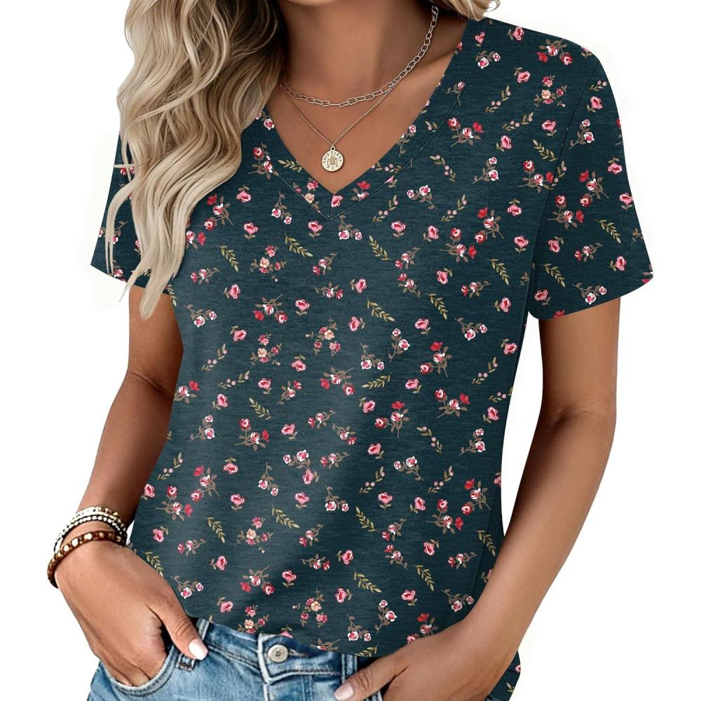 imageZeagoo Womens Tops Summer Casual Short Sleeve Tshirts Business Basic Spring VNeck Shirts Outfits S3XLZzxh522