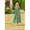 Zeagoo Summer Dresses for Women 2026 Maxi Bohemian Floral Short Sleeve Long Dress Casual Flowy Tired Beach Sundress(01a-dh594)