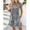 Zeagoo Summer Dresses for Women 2026 Sleeveless Casual Floral Tshirt Sundress with Pockets Loose Tank Beach Dress(Grey Print)