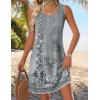 Zeagoo Summer Dresses for Women 2026 Sleeveless Casual Floral Tshirt Sundress with Pockets Loose Tank Beach Dress(Grey Print)