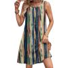 Zeagoo Summer Dresses for Women 2026 Sleeveless Casual Floral Tshirt Sundress with Pockets Loose Tank Beach Dress(Stripe Print)