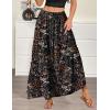 Zeagoo Womens Casual Maxi Skirts for Women 2026 High Waist Boho Skirts Floral Printed Long Flowy Skirt with Pockets(Black Floral-printed)