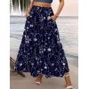 Zeagoo Womens Casual Maxi Skirts for Women 2026 High Waist Boho Skirts Floral Printed Long Flowy Skirt with Pockets(Navy Blue Floral)