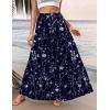 Zeagoo Womens Casual Maxi Skirts for Women 2026 High Waist Boho Skirts Floral Printed Long Flowy Skirt with Pockets(Navy Blue Floral)