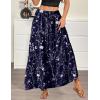 Zeagoo Womens Casual Maxi Skirts for Women 2026 High Waist Boho Skirts Floral Printed Long Flowy Skirt with Pockets(Navy Blue Floral)