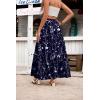 Zeagoo Womens Casual Maxi Skirts for Women 2026 High Waist Boho Skirts Floral Printed Long Flowy Skirt with Pockets(Navy Blue Floral)