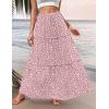 Zeagoo Womens Casual Maxi Skirts for Women 2026 High Waist Boho Skirts Floral Printed Long Flowy Skirt with Pockets(Pink-printed)