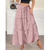 Zeagoo Womens Casual Maxi Skirts for Women 2026 High Waist Boho Skirts Floral Printed Long Flowy Skirt with Pockets(Pink-printed)