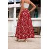 Zeagoo Womens Casual Maxi Skirts for Women 2026 High Waist Boho Skirts Floral Printed Long Flowy Skirt with Pockets(Red Floral-printed)