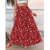 Zeagoo Womens Casual Maxi Skirts for Women 2026 High Waist Boho Skirts Floral Printed Long Flowy Skirt with Pockets(Red Floral-printed)