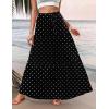 Zeagoo Womens Casual Maxi Skirts for Women 2026 High Waist Boho Skirts Floral Printed Long Flowy Skirt with Pockets(White Dot)
