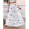 Zeagoo Womens Casual Maxi Skirts for Women 2026 High Waist Boho Skirts Floral Printed Long Flowy Skirt with Pockets(White Floral-printed)