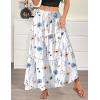 Zeagoo Womens Casual Maxi Skirts for Women 2026 High Waist Boho Skirts Floral Printed Long Flowy Skirt with Pockets(White Floral-printed)
