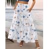 Zeagoo Womens Casual Maxi Skirts for Women 2026 High Waist Boho Skirts Floral Printed Long Flowy Skirt with Pockets(White Floral-printed)