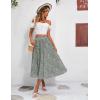 Zeagoo Women’s Midi Skirts High Waisted Pleated A-Line Swing Skirts Summer Floral Long Skirts with Pockets(01-green Floral)