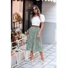Zeagoo Women’s Midi Skirts High Waisted Pleated A-Line Swing Skirts Summer Floral Long Skirts with Pockets(01-green Floral)