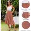 Zeagoo Women’s Midi Skirts High Waisted Pleated A-Line Swing Skirts Summer Floral Long Skirts with Pockets(02-coffee)