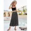 Zeagoo Women’s Midi Skirts High Waisted Pleated A-Line Swing Skirts Summer Floral Long Skirts with Pockets(03-blcack Floral)