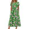 Zeagoo Summer Dresses for Women 2026 Maxi Bohemian Floral Short Sleeve Long Dress Casual Flowy Tired Beach Sundress(01a-dh594)