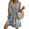 Zeagoo Summer Dresses for Women 2026 Sleeveless Casual Floral Tshirt Sundress with Pockets Loose Tank Beach Dress(Grey Print)