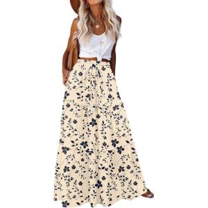 Zeagoo Womens Casual Maxi Skirts for Women 2026 High Waist Boho Skirts Floral Printed Long Flowy Skirt with Pockets(Floral-printed-2)