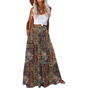 Zeagoo Womens Casual Maxi Skirts for Women 2026 High Waist Boho Skirts Floral Printed Long Flowy Skirt with Pockets(Printed-1)
