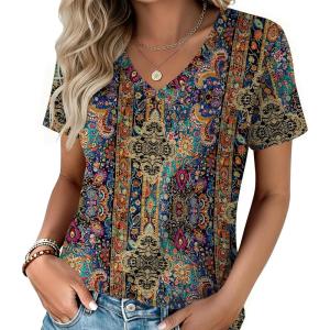 Zeagoo Womens Tops Summer Casual Short Sleeve Tshirts Business Basic Spring V-Neck Shirts Outfits S-3XL(Zz-mz721)