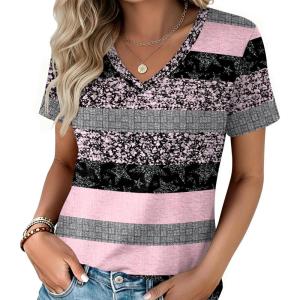 Zeagoo Womens Tops Summer Casual Short Sleeve Tshirts Business Basic Spring V-Neck Shirts Outfits S-3XL(Zz-tz245)