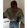 Zeagoo Women Bomber Jacket Casual Button Down Varsity Jackets Shackets With Pockets Outwear(Army Green)