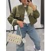 Zeagoo Women Bomber Jacket Casual Button Down Varsity Jackets Shackets With Pockets Outwear(Army Green)