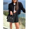 Zeagoo Women Bomber Jacket Casual Button Down Varsity Jackets Shackets With Pockets Outwear(Black)