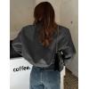 Zeagoo Women Bomber Jacket Casual Button Down Varsity Jackets Shackets With Pockets Outwear(Dark Grey)