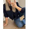 Zeagoo Women Bomber Jacket Casual Button Down Varsity Jackets Shackets With Pockets Outwear(Navy Blue)