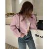 Zeagoo Women Bomber Jacket Casual Button Down Varsity Jackets Shackets With Pockets Outwear(Pink)