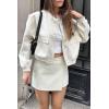 Zeagoo Women Bomber Jacket Casual Button Down Varsity Jackets Shackets With Pockets Outwear(White)