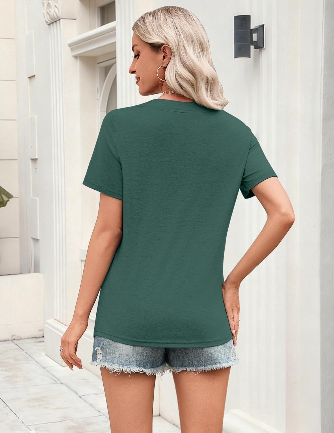 imageZeagoo Womens Tops Short Sleeve V Neck Tee Shirts Cute Dressy Casual Clothing Business Work BlouseBgreen