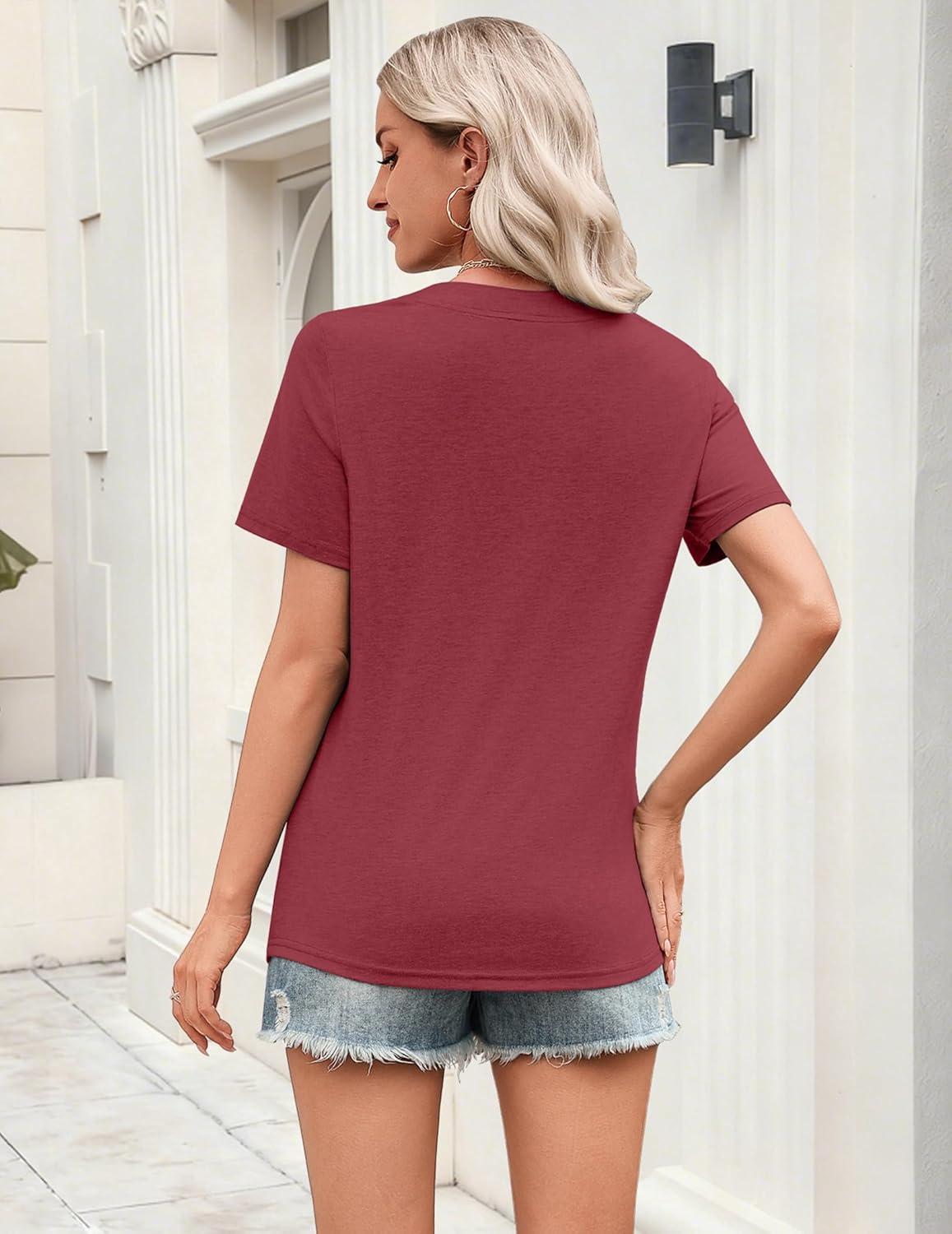 imageZeagoo Womens Tops Short Sleeve V Neck Tee Shirts Cute Dressy Casual Clothing Business Work BlouseBred