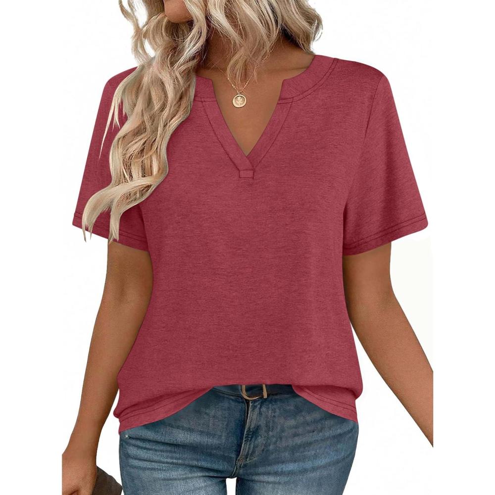 imageZeagoo Womens Tops Short Sleeve V Neck Tee Shirts Cute Dressy Casual Clothing Business Work BlouseBred