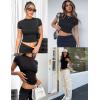 Zeagoo Women Crewneck Slim Fitted Short Sleeve T Shirts Cute Stretchy Bodycon Basic Tee Tops(A-black)