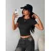 Zeagoo Women Crewneck Slim Fitted Short Sleeve T Shirts Cute Stretchy Bodycon Basic Tee Tops(A-black)