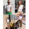 Zeagoo Women Crewneck Slim Fitted Short Sleeve T Shirts Cute Stretchy Bodycon Basic Tee Tops(A-white)