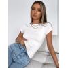 Zeagoo Women Crewneck Slim Fitted Short Sleeve T Shirts Cute Stretchy Bodycon Basic Tee Tops(A-white)