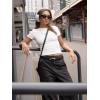 Zeagoo Women Crewneck Slim Fitted Short Sleeve T Shirts Cute Stretchy Bodycon Basic Tee Tops(A-white)