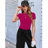 Zeagoo Women Crewneck Slim Fitted Short Sleeve T Shirts Cute Stretchy Bodycon Basic Tee Tops(Hot Pink)